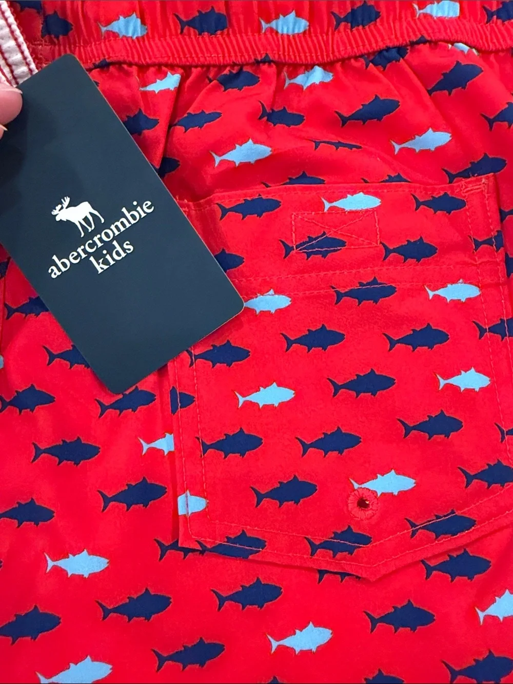 Abercrombie Kids Red Fish Print Swim Shorts